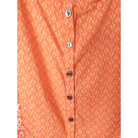 LOFT Orange White Sleeveless Blouse Women’s Medium Boho Geometric Tank Top - Picture 7 of 10